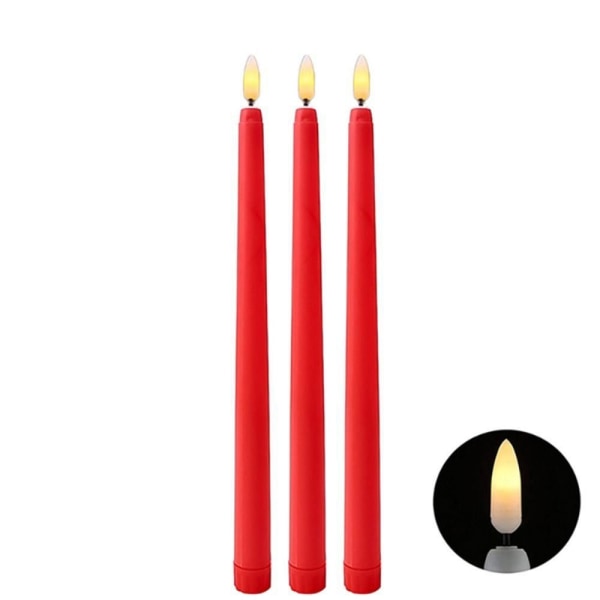 6 kpl pitkät LED-kynttilät liekettömät kynttilänvalot PUNAINEN Red