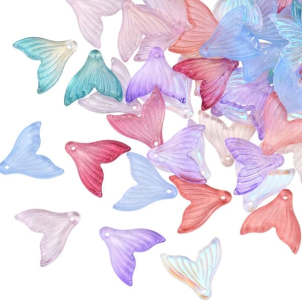 100 stk Fishtail Charms Random Charms Glas Charms