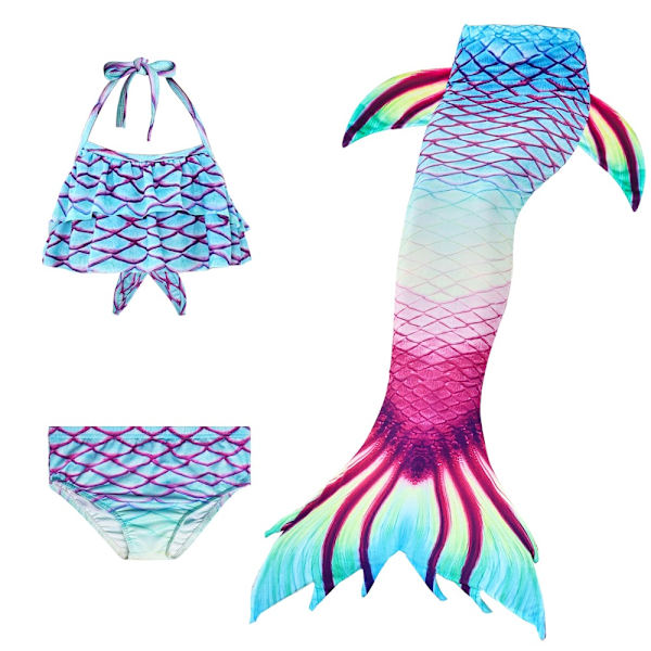3 stk Kids Mermaid Tail Bikini Sæt A-130CM A-130CM A-130CM