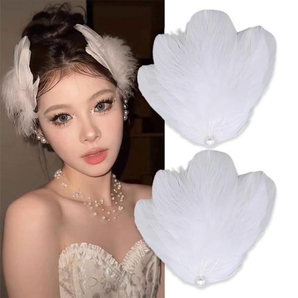 2kpl Feather Hair Clip Hiusneulat Tarvikkeet MUSTA black