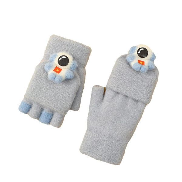 Sarjakuva Knitted Gloves Kids Flip Cover Gloves GRAY gray