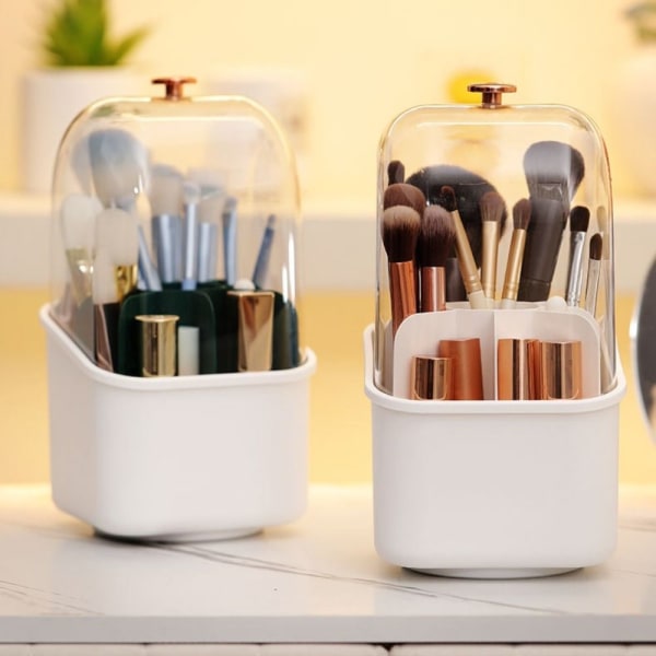 Makeup Brush Oppbevaringsboks Børsteholder HVIT MED LOKK MED LOKK white with lid-with lid