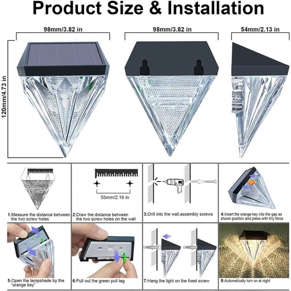 2kpl Solar Light Seinävalaisimet Solar LED Light