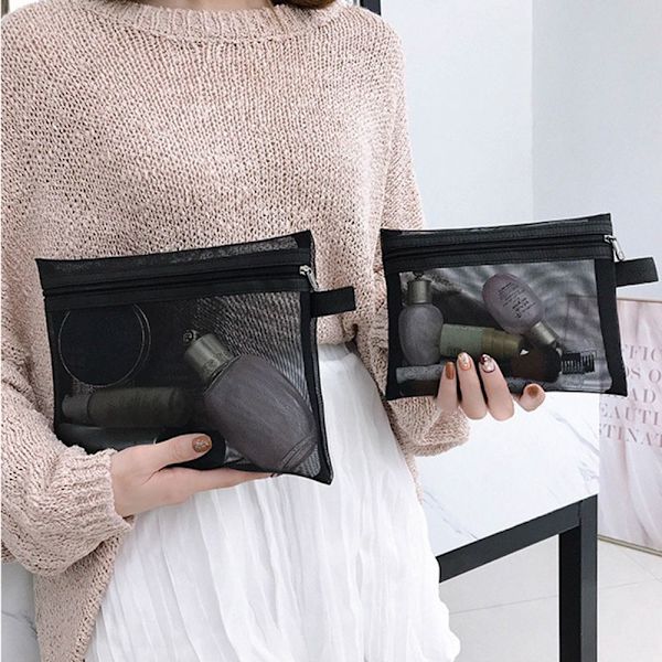 3 stk. Mesh Makeup Taske Kosmetikposer
