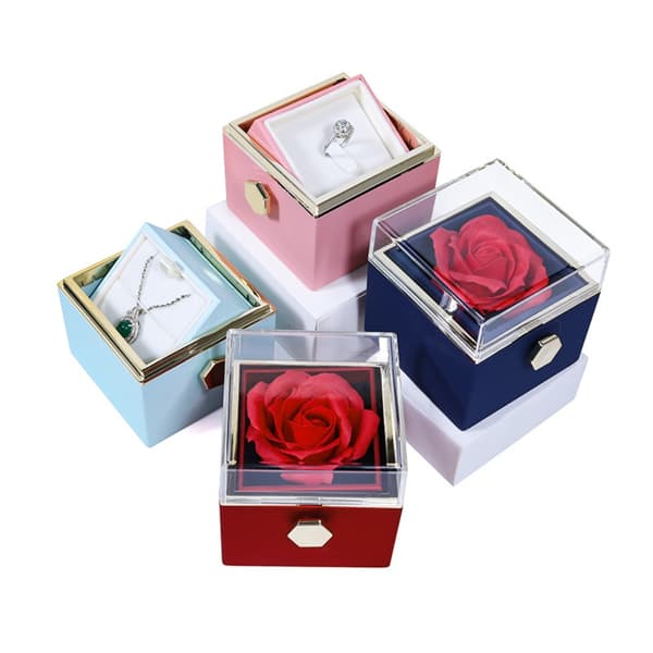 Roterande smyckeskrin Rose presentask BLÅ blue