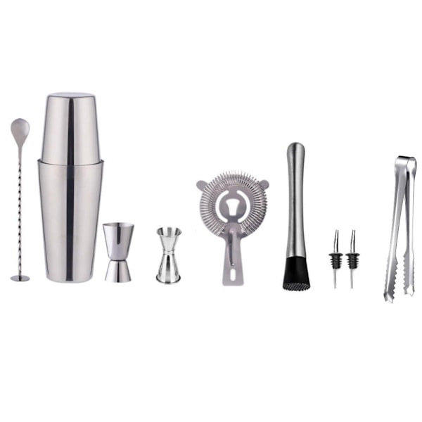 Cocktail set Dubbel shaker 750ml Rostfritt stål Silver 10 delar