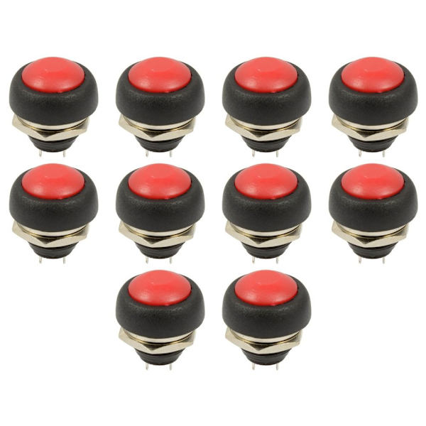 10st Tryckknappsbrytare Momentan Switch RÖD 10ST 10ST red 10pcs-10pcs