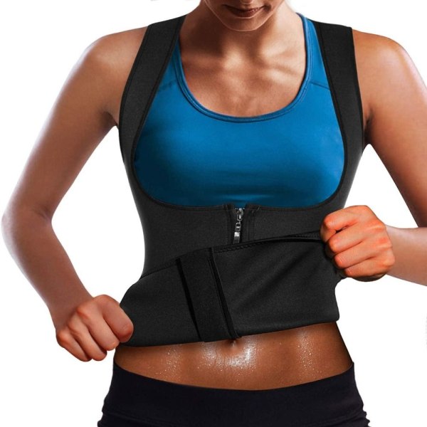 Sweat Sauna Body Shapers Vest Sweat Workout Shirt SORT-L Black-L