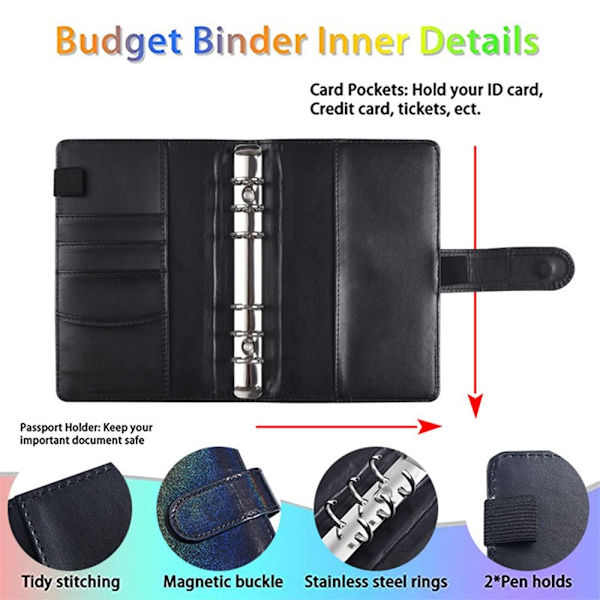 Budget Binder Money Organizer för kontanter SVART black