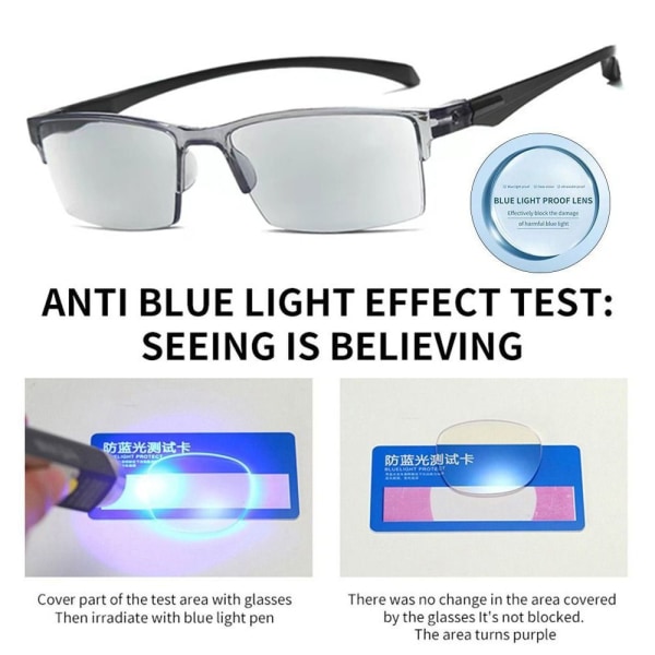 Anti-Blue Light Läsglasögon Automatisk Zoom Glasögon GRÅ Grey