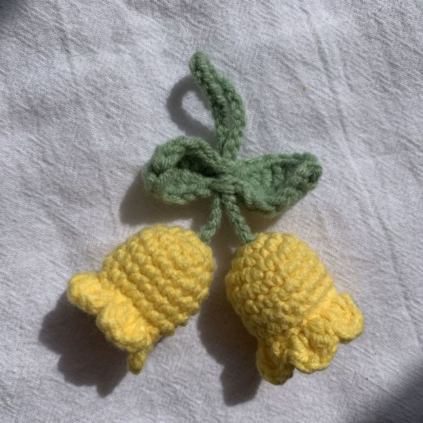 Klokke orkidé blomstervedhæng kunstige hæklede blomster GUL 2 Yellow 2 Flowers-2 Flowers