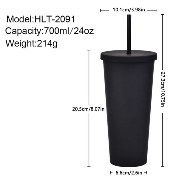 Dubbellagers Skinny Tumbler Plast Forsted vattenflaska GRÖN Green