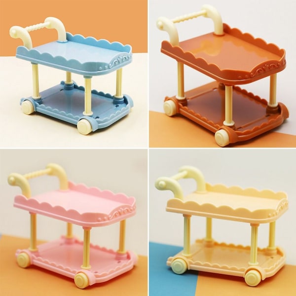 Dukkehus Miniatyrmøbler 2-lags vognvogn BRUN Brown
