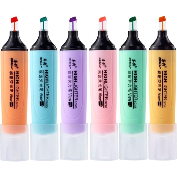 6st Pastell överstrykningspennor Highlighters Pennor Marker Pen