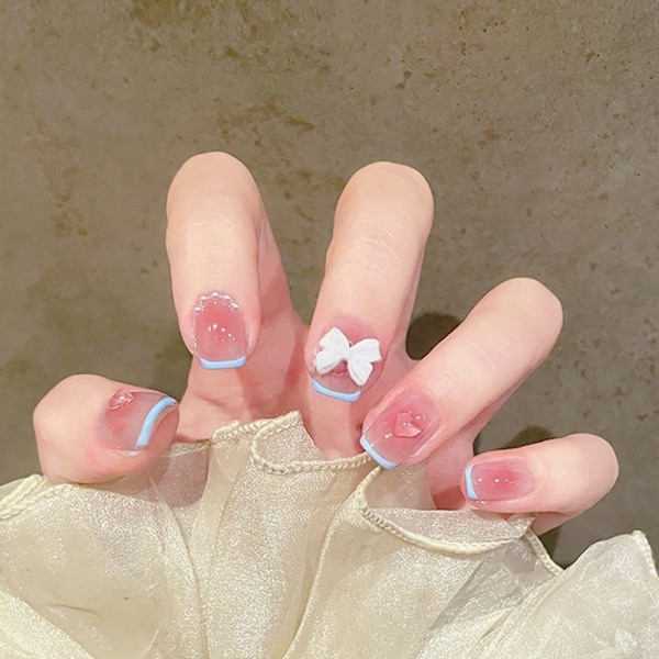 False Nails Short Bowknot