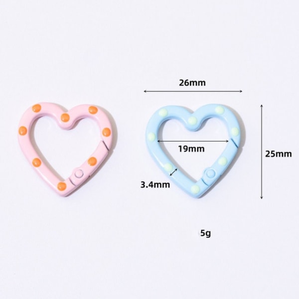 5 stk Spring Heart Ring Spenner Karabinkrok 3 3 3