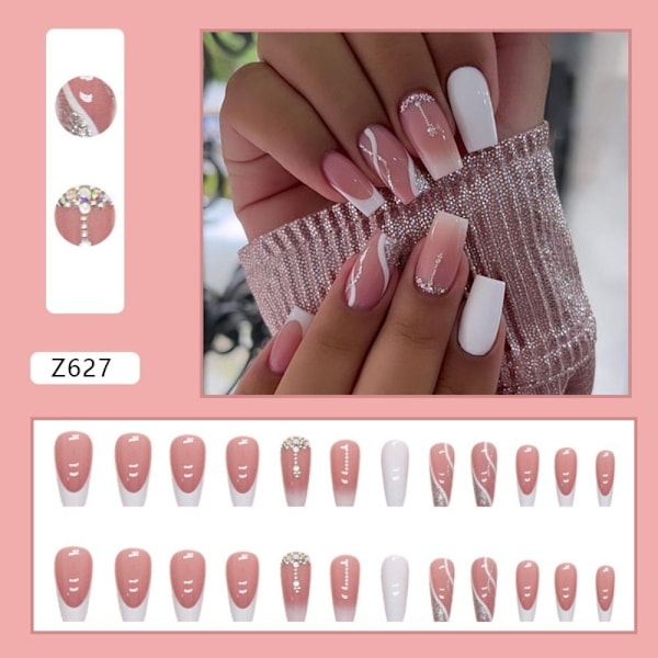 24 stk Fake Nails Long French R758 R758 R758