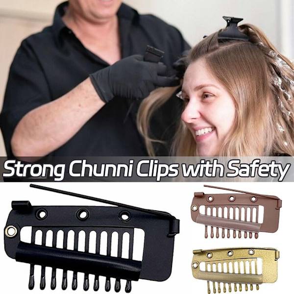 5 KPL Peruukit Snap Clips Vahvat Chunni Clips MUSTA Black