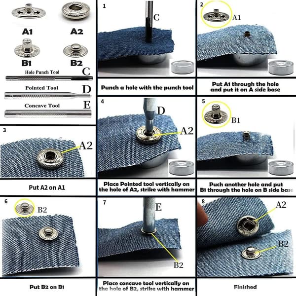 Fasteners Heavy Duty Kobber Snaps SØLV Silver