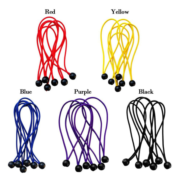 5 stk Elastisk rebbold Bungee ledning SORT Black