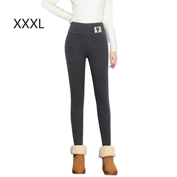 Dam Leggings Vinter Thicken Leggings GRÅ-XXXL Gray-XXXL