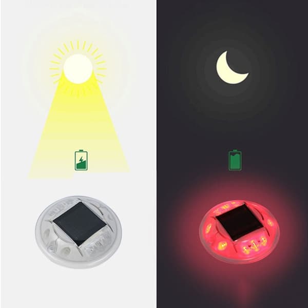 Solar Road Stud Light Trafikmarkeringsljus RÖTT BLINKAR RÖTT Red flashing
