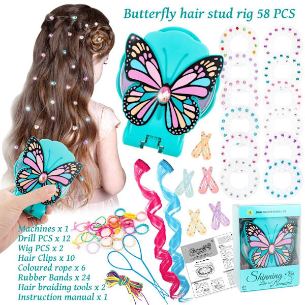 Hair Gem Stamper Hår Gems Machine BLÅ 58ST SET 58ST SET blue 58pcs set-58pcs set