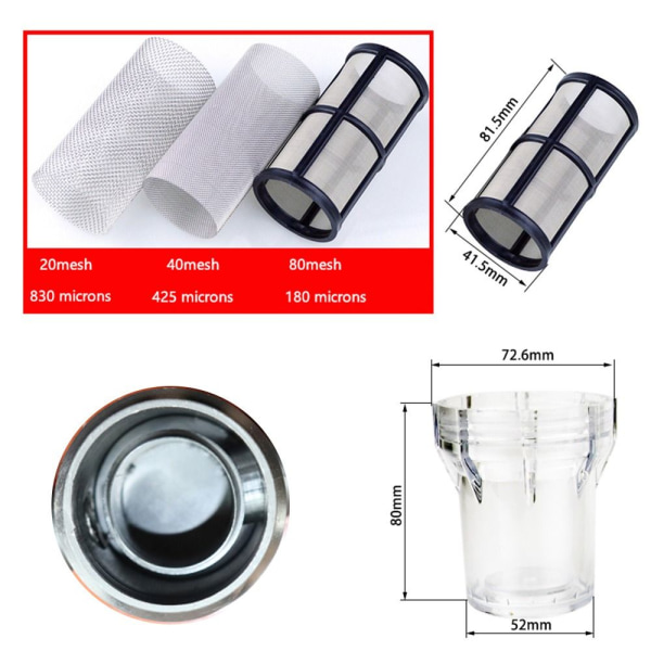 Hagevanningsfilter 1/2'' 3/4'' 1'' utvendig gjenge 1INCH 80 1inch 80 mesh