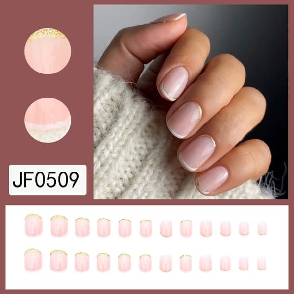 24 kpl False Nails Short Square French