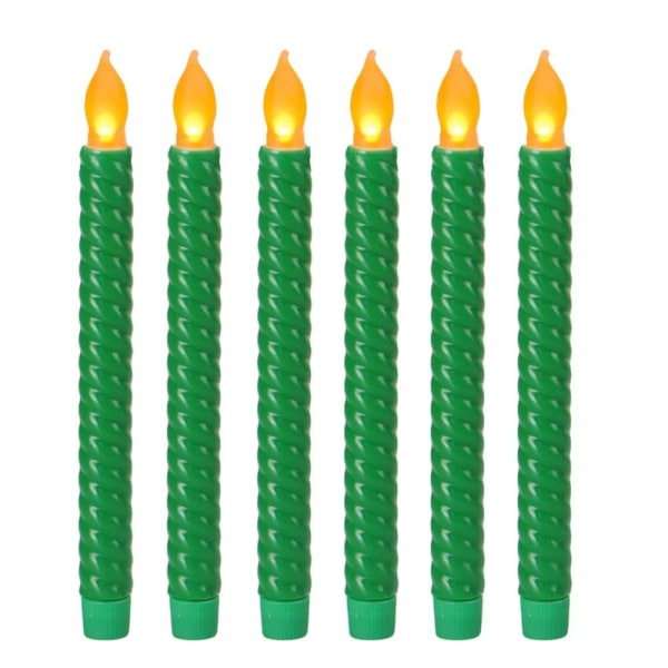 6STK Elektroniske stearinlys LED GRØN 6STK 6STK Green 6Pcs-6Pcs