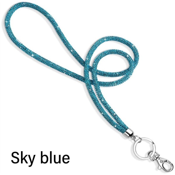 Rhinestone Phone Lanyard Crystal Chain Straps SKY BLUE SKY BLUE sky blue