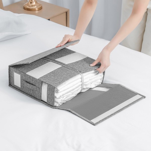 Set Säilytyslaatikko Kokoontaitettava vuodevaatteiden organizer MUSTA black