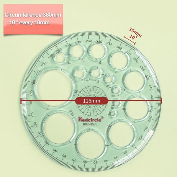 2st cirkulär ritmall Multifunktionslinjal Geometrisk 2PCS