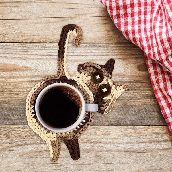 3 kpl Woven Cat Set Käsintehty neulottu Kitten Coaster SET set
