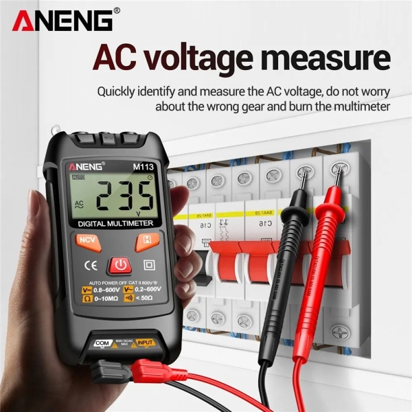 Digitalt multimeter spændingsmåler RØD Red