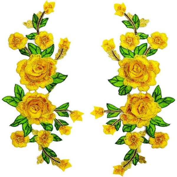 2 Par 3D Rose Flower Brodery Patch Blondesyning Applique
