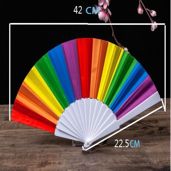 12st Folding Rainbow Fan Rainbow Hand Fan Rainbow Handheld Fan