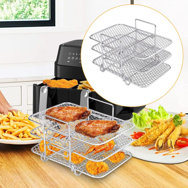 Air Fryer Grill Rack Monikerroksinen kuivausteline Ninja AG301:lle 27x19.2x11.5cm