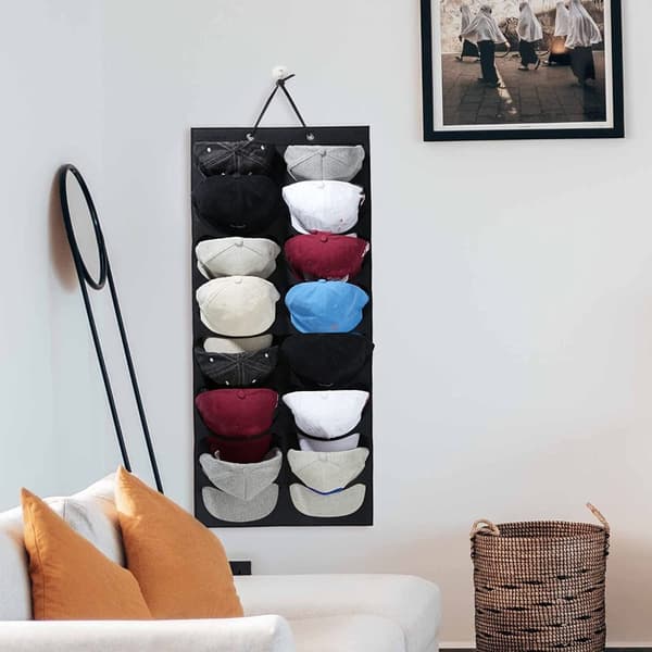 2st Baseball Hat Rack Cap Organizer Cap Förvaringsväska Black 2Pcs-2Pcs