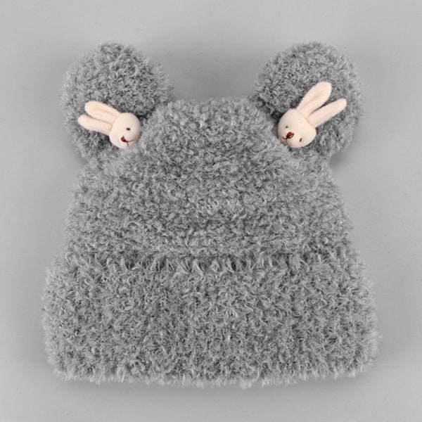 Faux Fur Beanies Hat Neulottu Cap GREY grey