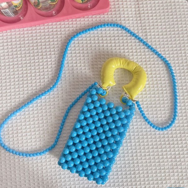 Pearl Chain Bag Underarm Taske BLÅ blue