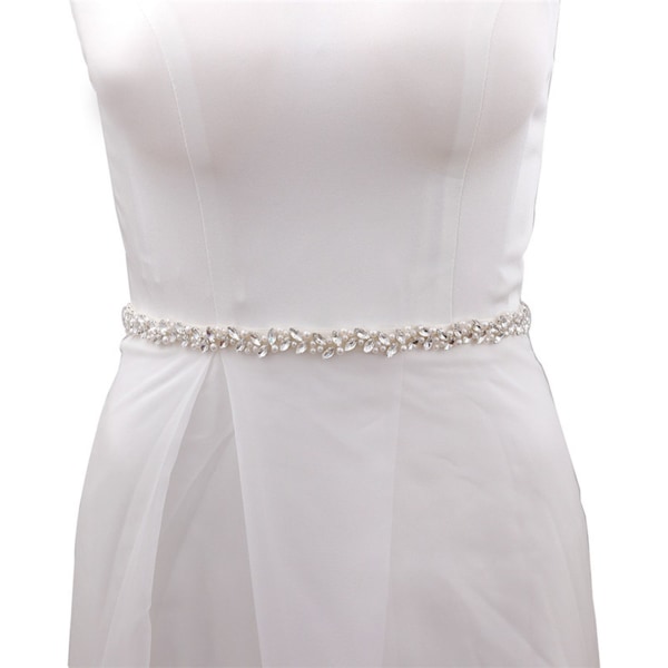 Rhinestone Perle Bælte Applique HVID white