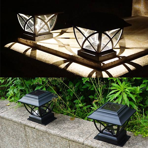 Solar Column Head Lamp Vägg Head Lamp VIT LJUS VIT LJUS white light