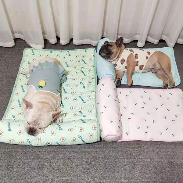 Pet Cool Ice Silk Nest Mat Pet Cooling Mat GREEN&WHITE S green&white S
