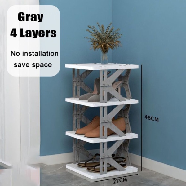 Sammenleggbare skostativer Skoskap GRÅ 4 LAG GRÅ 4 LAG Gray 4 layers