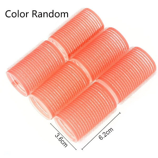 6 st Random Color Hair Rollers Self Grip 3.6cm by 6.2cm