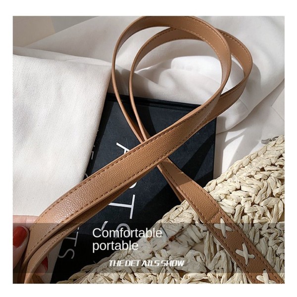 Straw Beach Bag Håndlaget Vevd Elfenben ivory