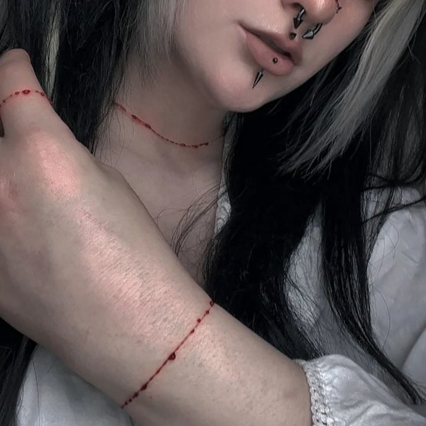 Tynn bloddråpe halskjede bloddråpe chokers 3 LAG 3 LAG 3 Layers