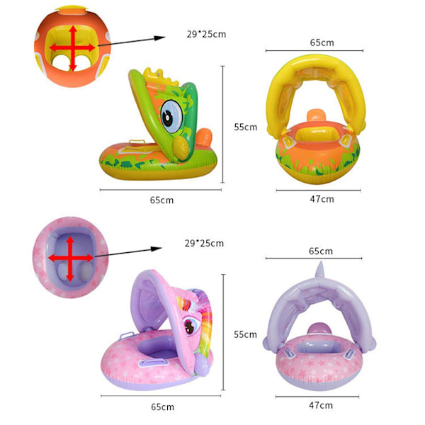 Baby Float med Tak Solskydd Badring Simring grön