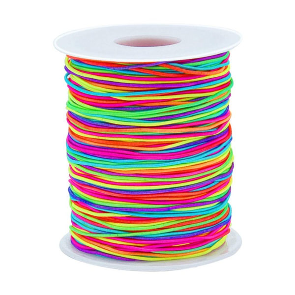 Tunn Elastisk String Rainbow Stretchy Cord 1mm Färgglad Elastic